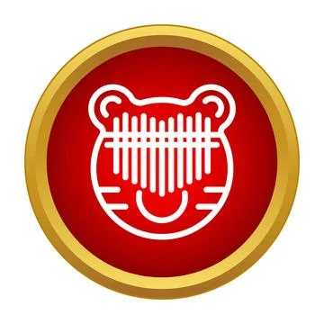 Tiger head icon on red circular background Stock Illustration