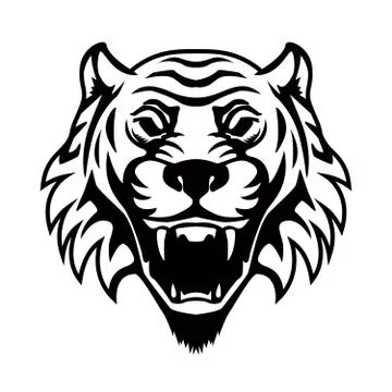 Tiger head illustration. Design element for logo, label, emblem, sign, badge. Illustrazione stock
