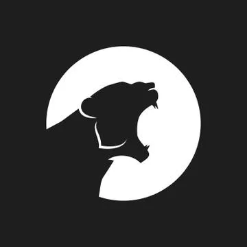 Tiger head logo or icon in black and white Stock Illustration