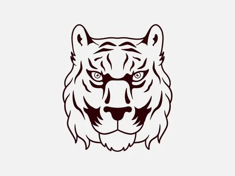 Tiger head logo on white isolated background. Vector clipart illustration. Stock Illustration