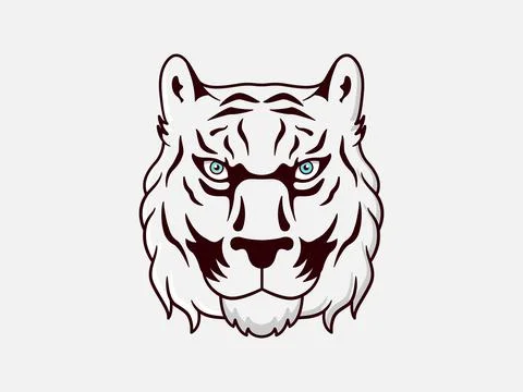 Tiger head logo on white isolated background.  clipart illustration. Stock Illustration