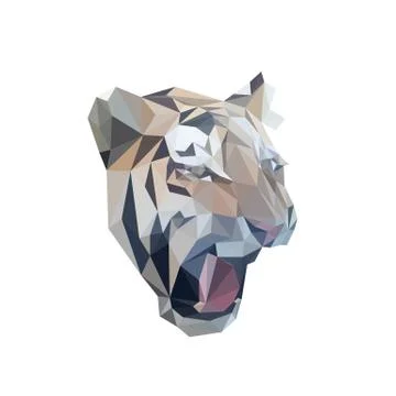 Tiger head, low polygonal face, isolated vector illustration Illustrazione stock