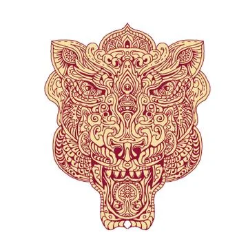 Tiger Head Mandala. Illustrazione stock