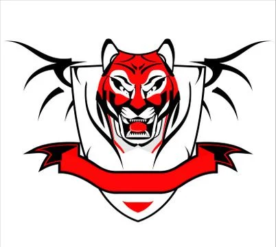 Tiger Head over the White Shield Stock Illustration