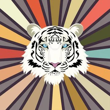 Tiger head on rays background Stock Illustration