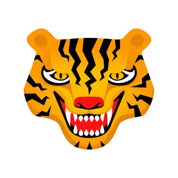 Tiger head roaring. Vector illustration isolated on white. Stock Illustration