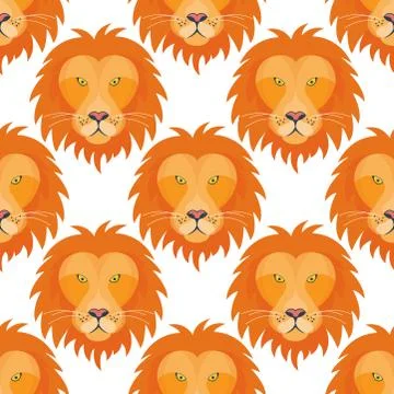Tiger head royal seamless pattern background with beautiful animal vector hand Stock Illustration