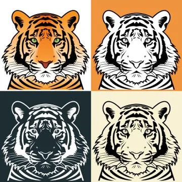 Tiger head silhouette Stock Illustration
