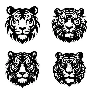 Tiger head silhouette vector icon 스톡 일러스트