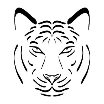 Tiger head silhouette. Vector tiger icon as a design element on isolated ba.. Stock Illustration