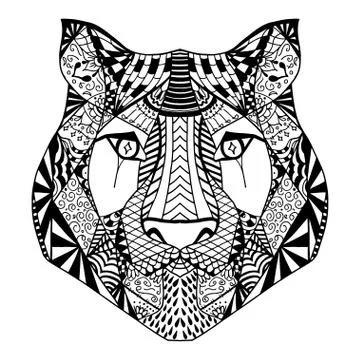 Tiger head sketch Stock Illustration