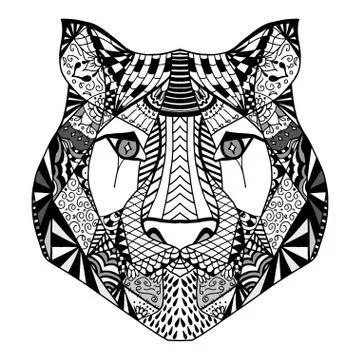 Tiger head sketch Stock Illustration