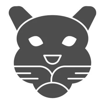Tiger head solid icon. Artistic mascot of wild animal face, simple silhouette Stock Illustration