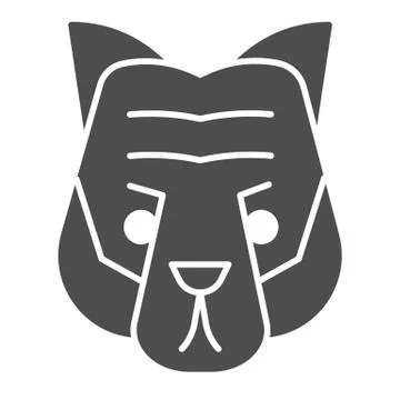Tiger head solid icon. Artistic mascot of wild animal face silhouette. Animals Stock Illustration