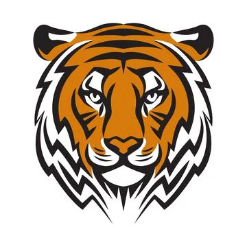 Tiger head, vector illustration, stylized logo with tiger head, Stock Illustration