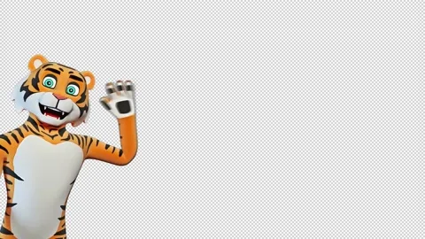 Tiger Hi From Left Corner Video Loop and Alfa Channel 库存影片 163285745
