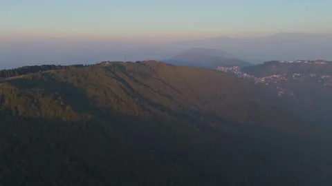 Tiger Hill View Point in Darjeeling, West Bengal, 4K drone view at sunrise. Stock Footage 341912223
