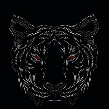 Tiger hunter head face line pop art potrait logo colorful design Stock Illustration