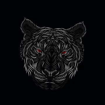 Tiger hunter head face line pop art potrait logo colorful design Stock Illustration