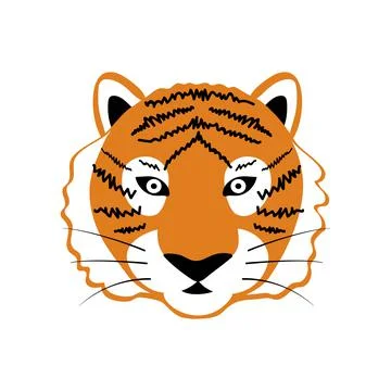Tiger icon. Flat vector sign. Cute hand drawn logo Stock Illustration