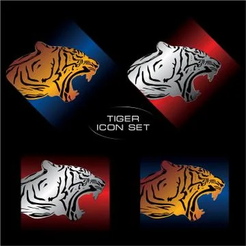 Tiger icon set Stock Illustration