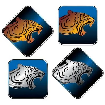Tiger icon set Stock Illustration