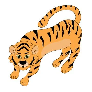Tiger on an isolated background. Design element or template. Flat illustrat.. Stock Illustration