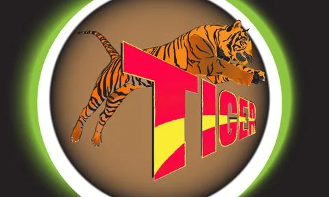 Tiger jump Colored image Illustrazione stock