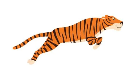 Tiger jumping vector illustration isolated on white background Stock Illustration