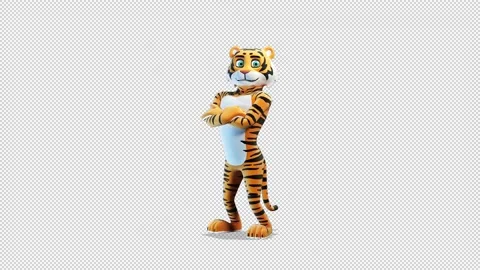 Tiger jumps from the top of the screen to the bottom Alfa Channel 库存影片 163285727