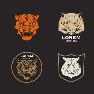 Tiger logo design icon vector set Stock Illustration