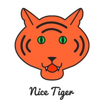 Tiger logo or icon in vector, color illustration, vector wild cat Stock Illustration