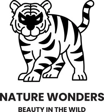 A tiger with a mask on its face is standing in the wild in the style of sig.. Stock Illustration