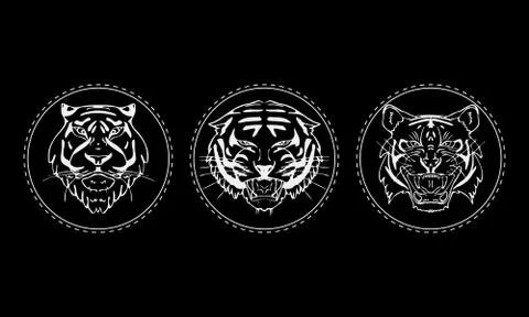 Tiger muzzle emblem set Stock Illustration