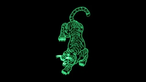 Tiger Neon Glowing Animation Stock Footage 251676189
