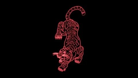 Tiger Neon Glowing Animation Stock-Footage 251676191