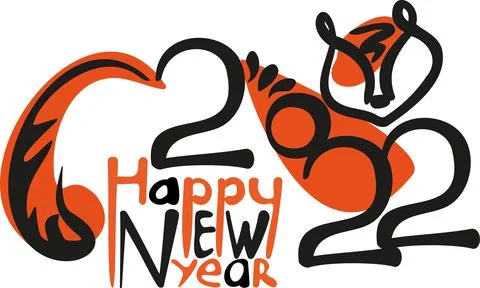 Tiger of numbers 2022 in hand draw style. Lunar zodiac symbol of Year of Tiger Stock Illustration