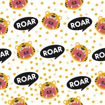 Tiger open mouth Seamless pattern Stockillustratie