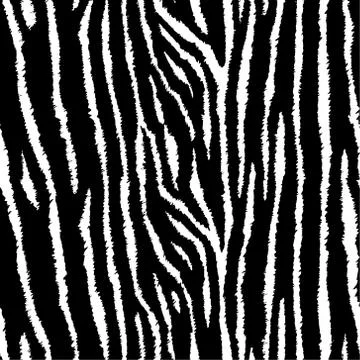Tiger or zebra seamless pattern. Grunge animal skin. Black and white vector Stock Illustration