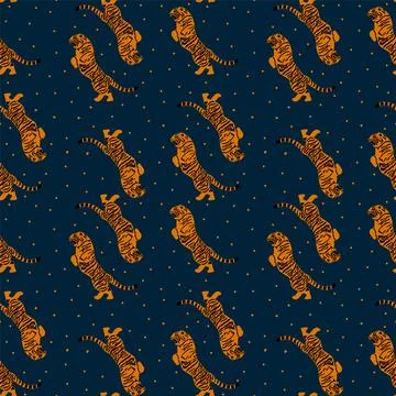 The tiger pattern of 2022 is a symbol of the year. Background with a tiger wild Stock Illustration