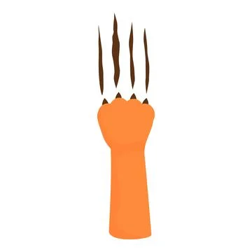 Tiger paw with claws out scratching background Stock Illustration