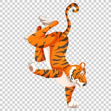 Tiger performing impressive handstand with agility. Stock Illustration