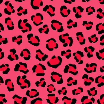 Tiger pink camouflage seamless pattern. Panther crimson spots with black jaguar Illustrazione stock