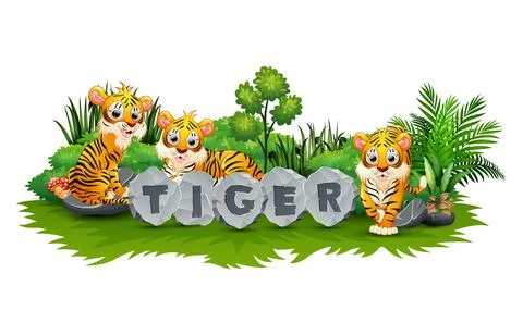 Tiger is playing in the garden Stock Illustration