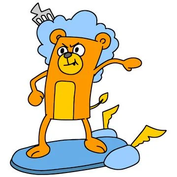 A tiger playing skate seriously Stock Illustration