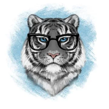 Tiger portrait on blue background Illustrazione stock