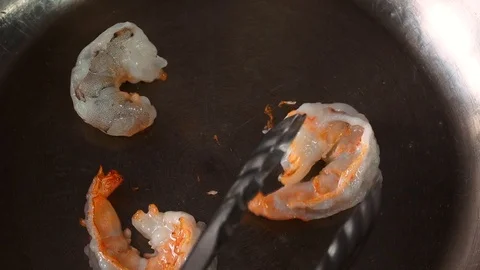 Tiger prawns on grills Stock Footage 99438046