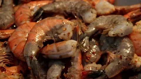 Tiger Prawns Sauteed in a Pan Stock Footage 139881965