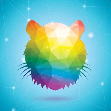 Tiger in rainbow colors Stock Illustration