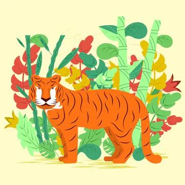 Tiger in the rainforest. Illustration. Stock Illustration